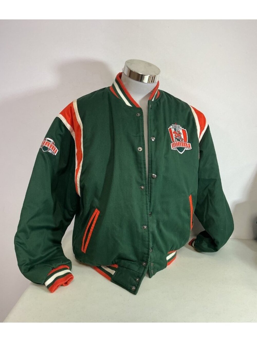 Vintage Miami Hurricanes Bomber Jacket Excellent Condition Mens Medium